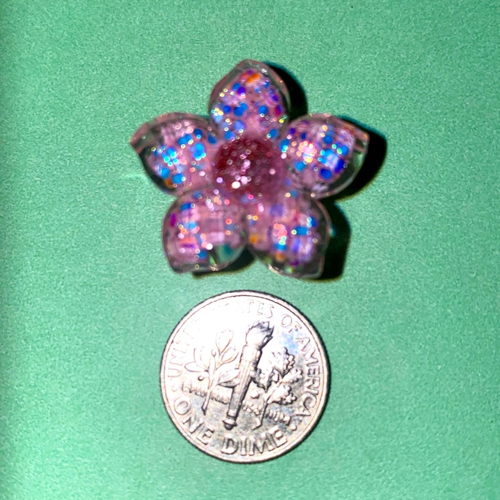 (10 for $15) Pink multicolor Sparkly Flower Acrylic Croc Shoe Charms